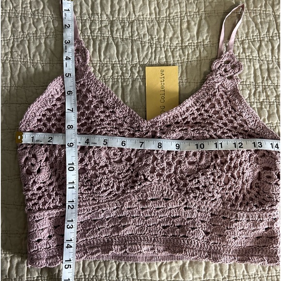 BOG Collective Boho Mauve Crochet Crop Top Bralette NWT Size Medium - Picture 5 of 7